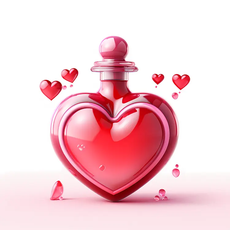 Heart Shaped Potion Bottle with Red Liquid
