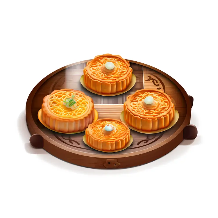 Decorative Mooncakes on a Round Tray