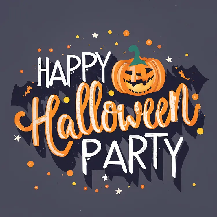 Happy Halloween Party with Pumpkin and Bats