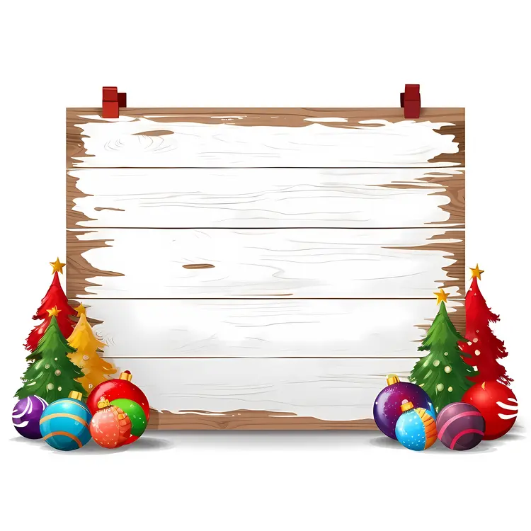 Christmas Wooden Sign with Decorations