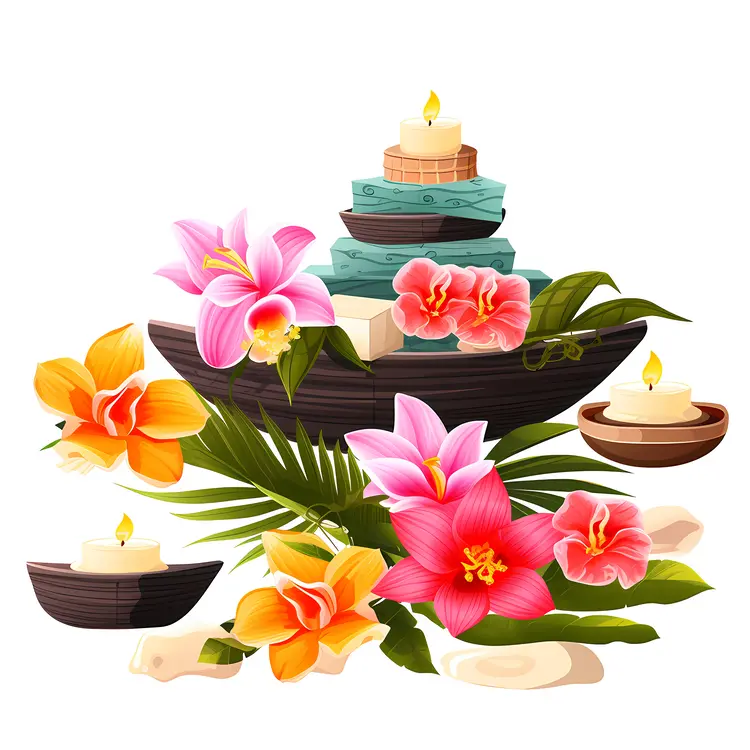 Colorful Spa Items with Flowers