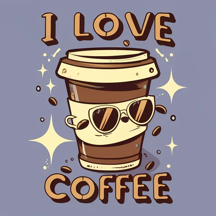 I Love Coffee with Sunglasses