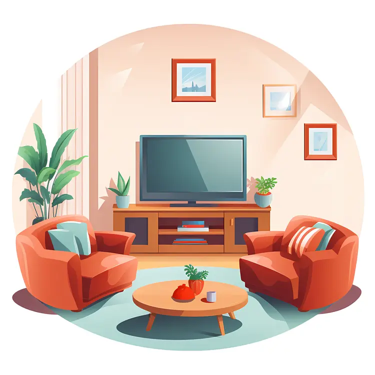 Cozy Living Room with TV and Comfortable Seating