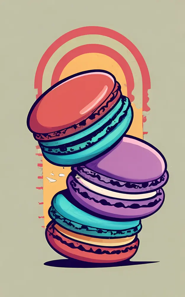 Stacked Colorful Macarons Illustration