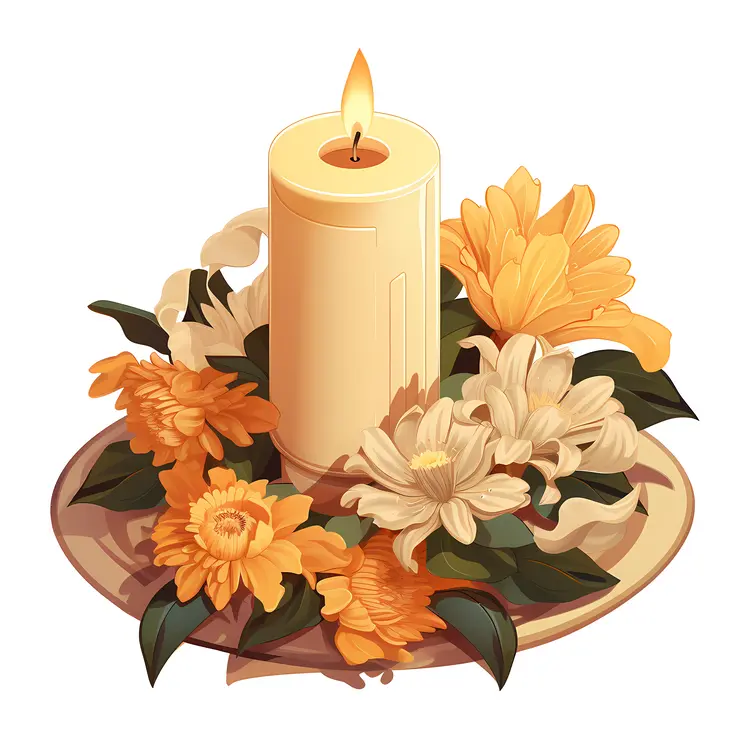 Candle and Flowers Arrangement