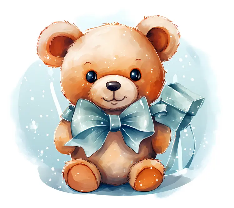 Adorable Teddy Bear with Blue Bow Tie