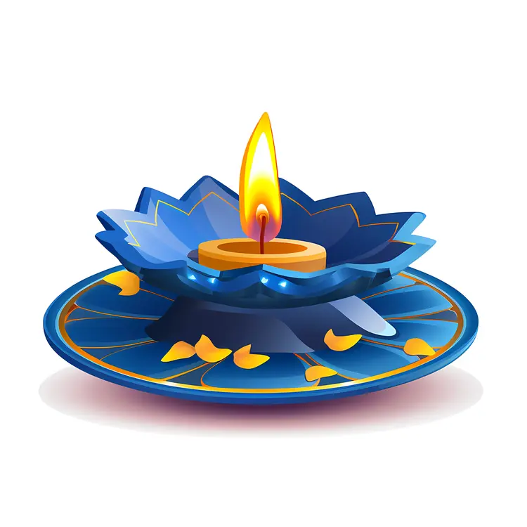Beautiful Blue Diya for Diwali Celebration