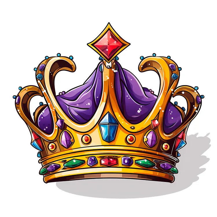 Golden Crown with Jewels and Purple Fabric