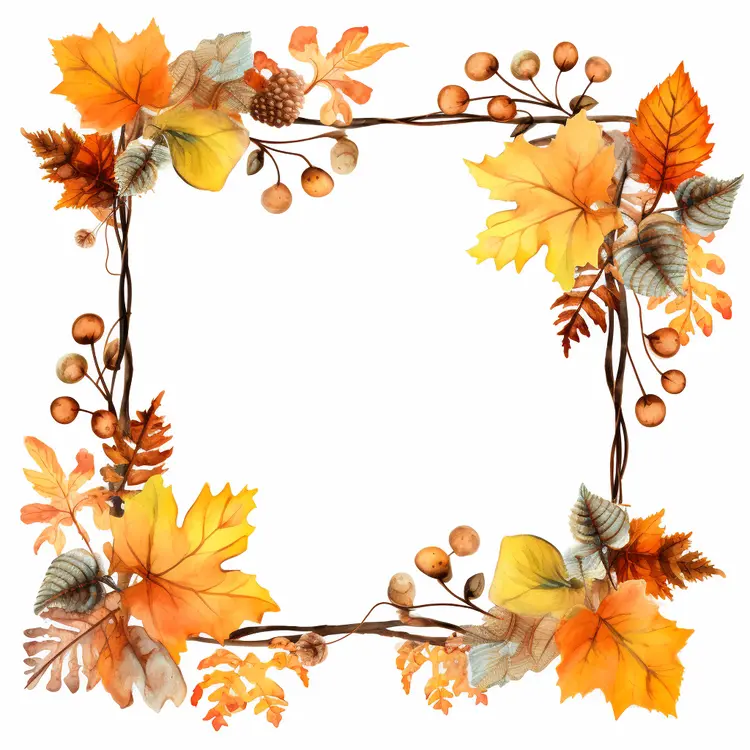 Autumn Leaves Frame with Acorns