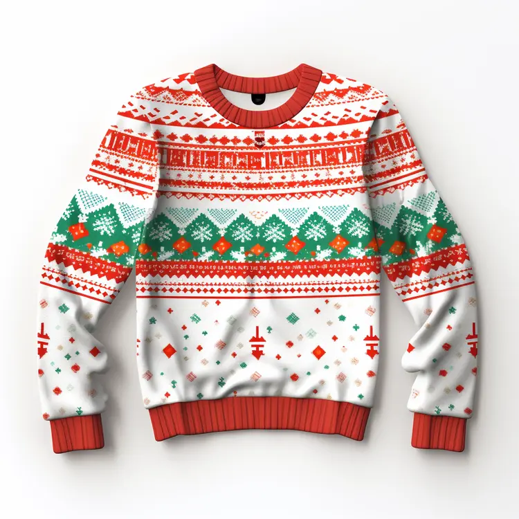 Festive Christmas Sweater in Red
 Green
 and White