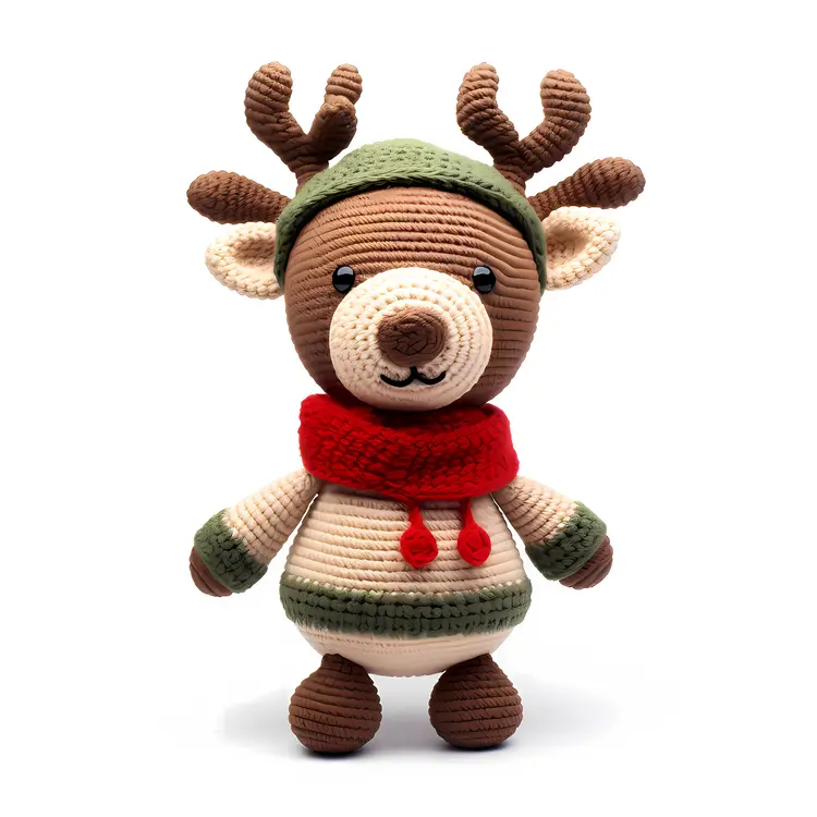 Brown Reindeer with Green Hat
