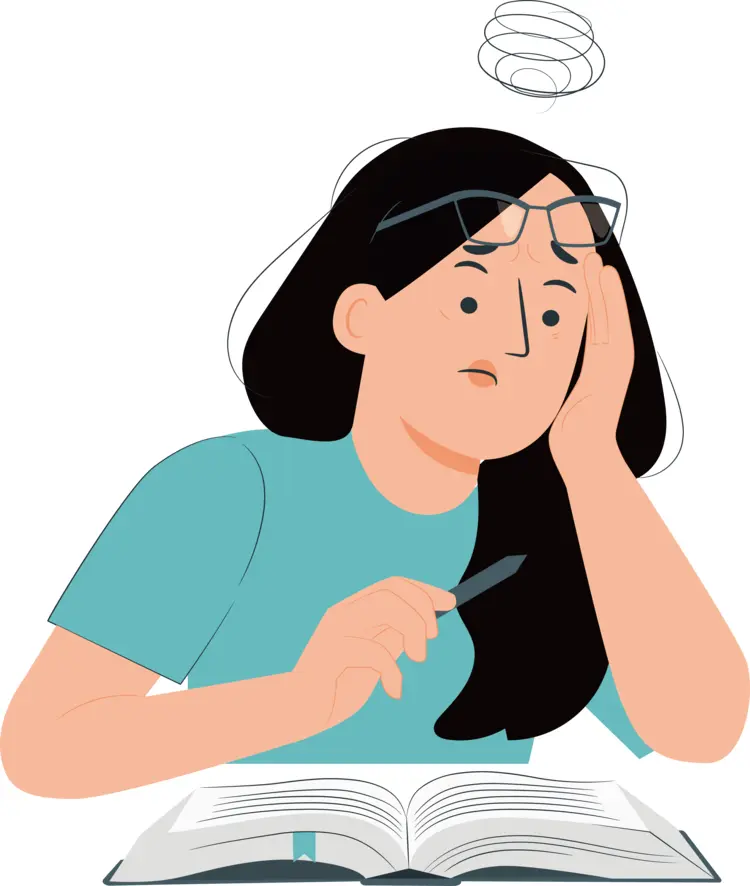 Stressed Woman Studying