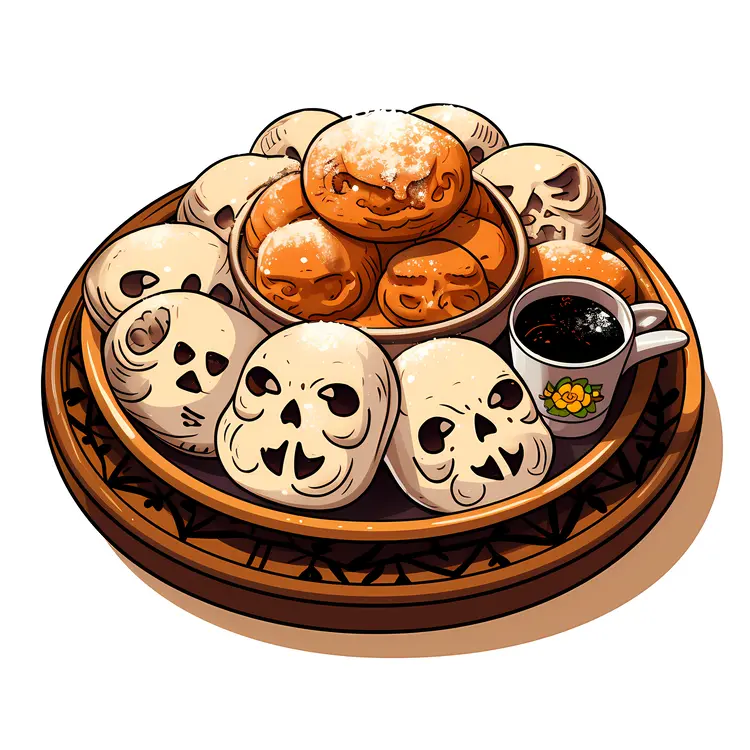 Decorative Bread with Icing and Coffee