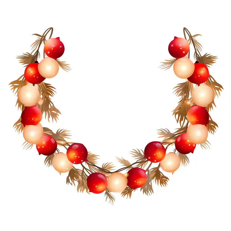 Christmas Garland with Baubles and Leaves