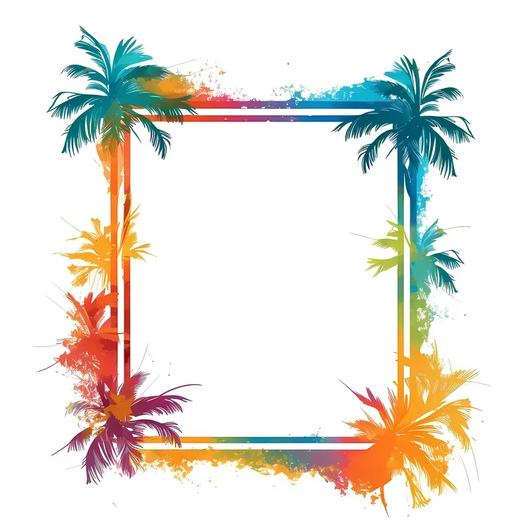 Colorful Palm Trees Frame