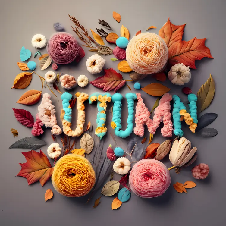 Autumn Decorations with Flowers and Leaves