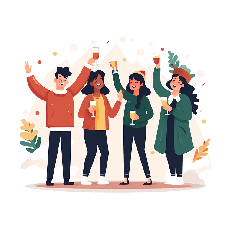 Happy People Celebrating with Drinks