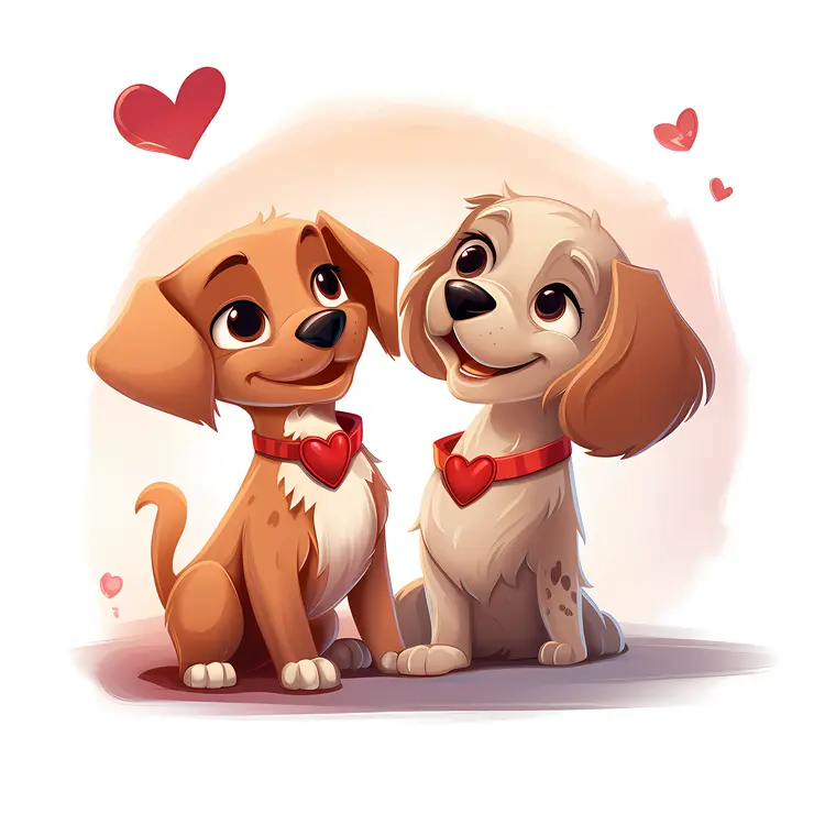 Cute Puppies with Hearts