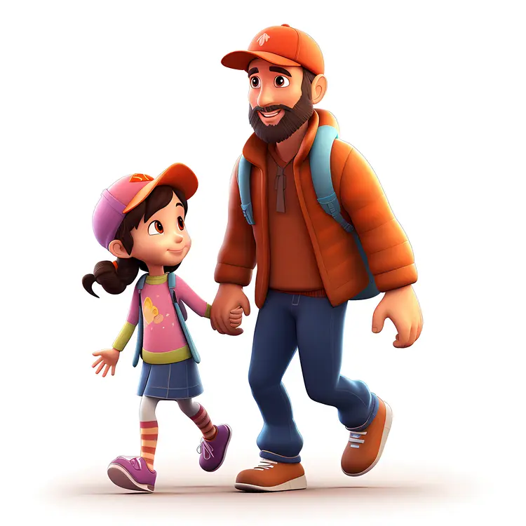 Father and Daughter Walking Together