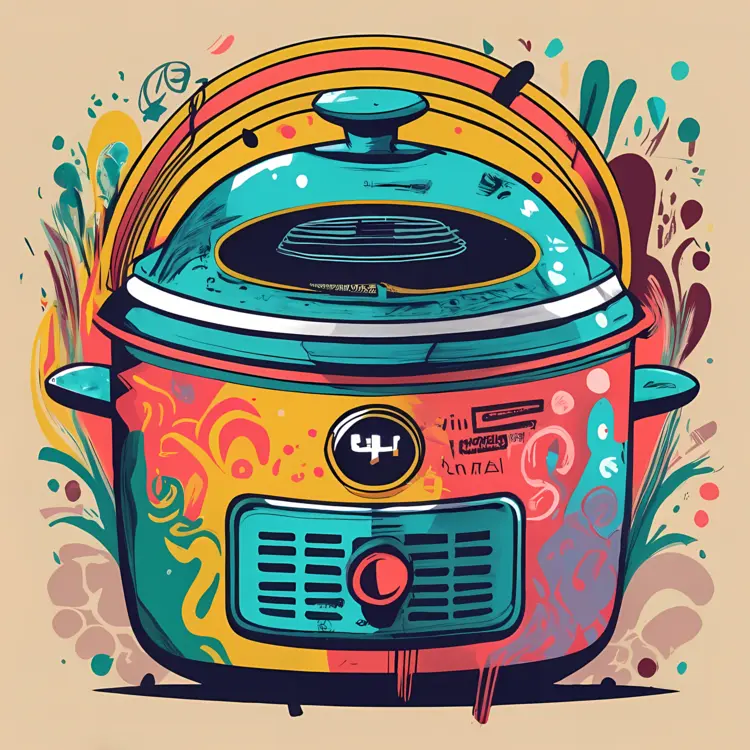 Colorful Slow Cooker with Artistic Design