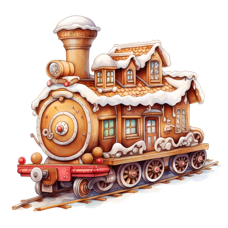 Gingerbread Train with Snowy Roof