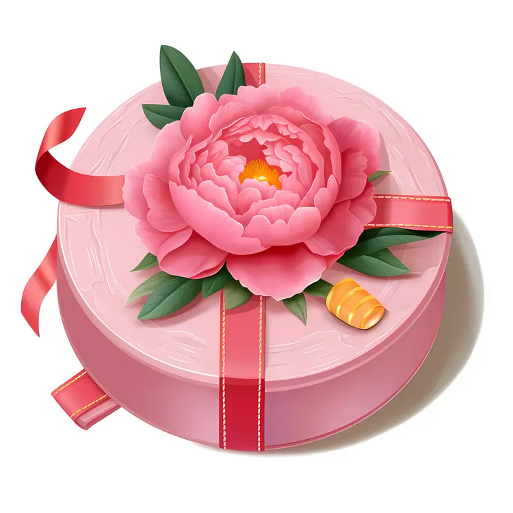 Lovely Pink Flower Gift Box with Ribbon