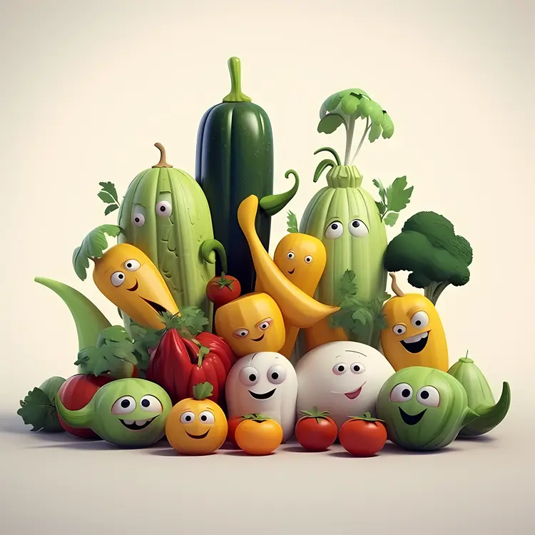 Smiling Cartoon Vegetables
