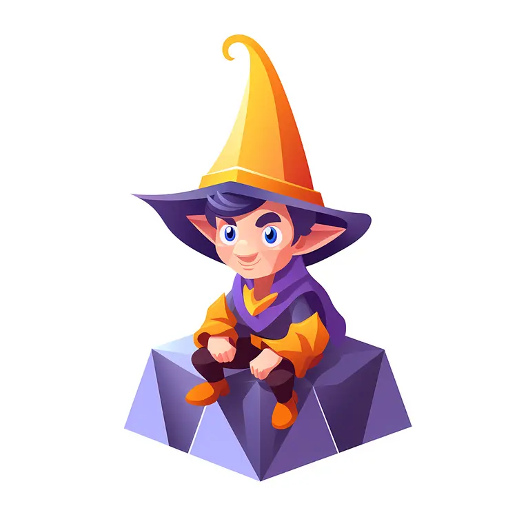 Cute Wizard Sitting on a Rock