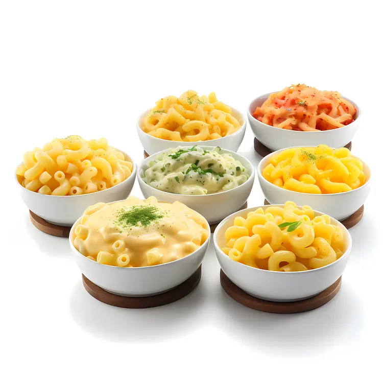 Variety of Pasta Dishes in Bowls