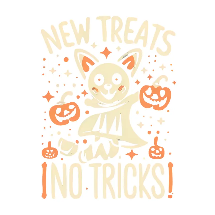 New Treats No Tricks Ghost with Pumpkins