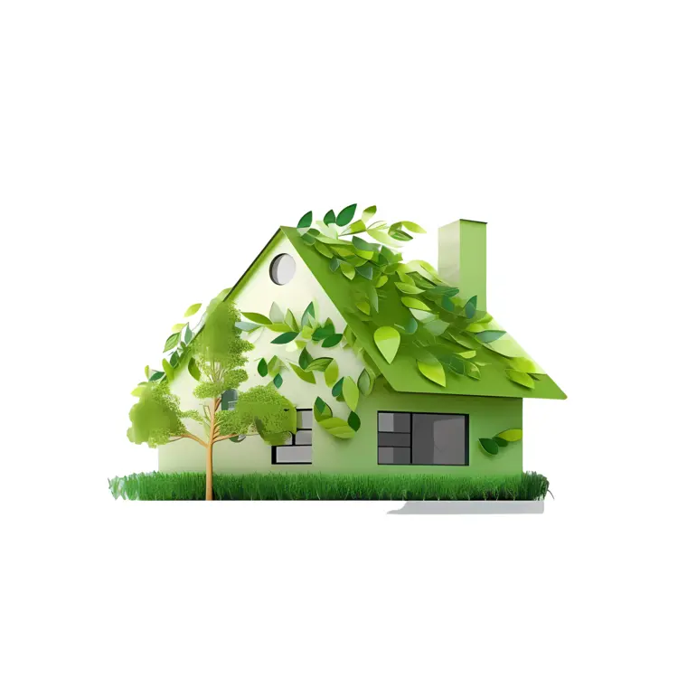 Green House with Leafy Roof