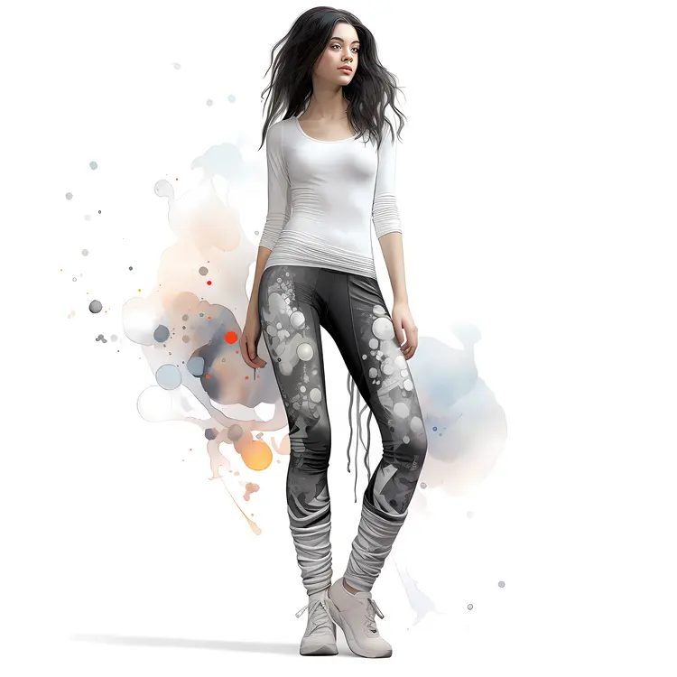 Stylish Woman in White and Gray