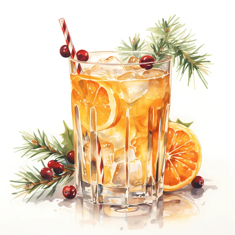 Glass with Orange Slices and Cranberries