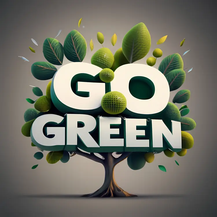 Simple Go Green Text with Tree