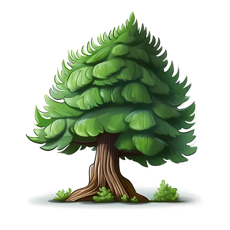 Illustration of a Green Pine Tree