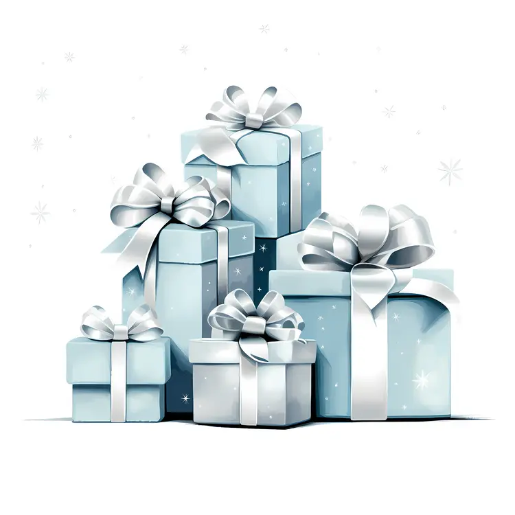 Blue Gift Boxes with White Ribbons