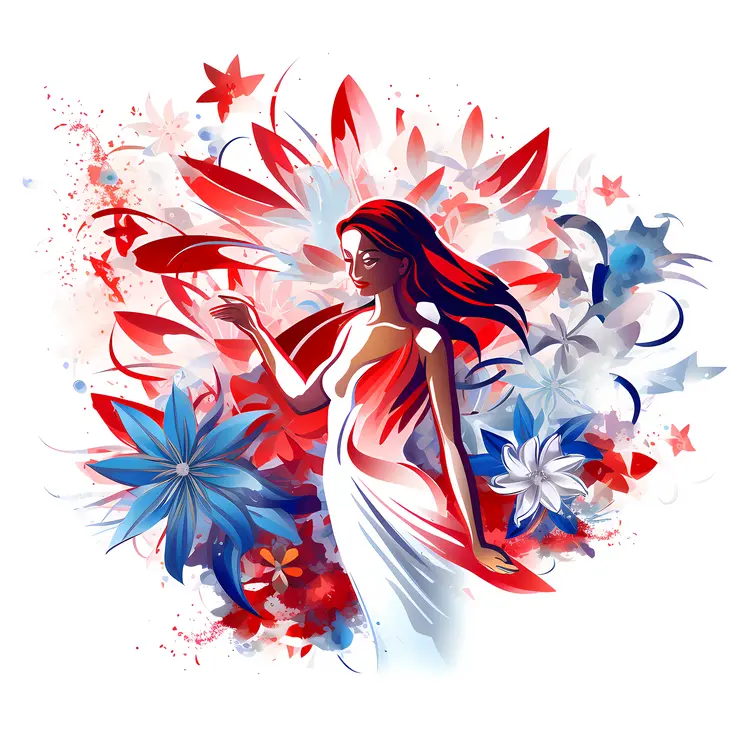 Woman in Floral Illustration
