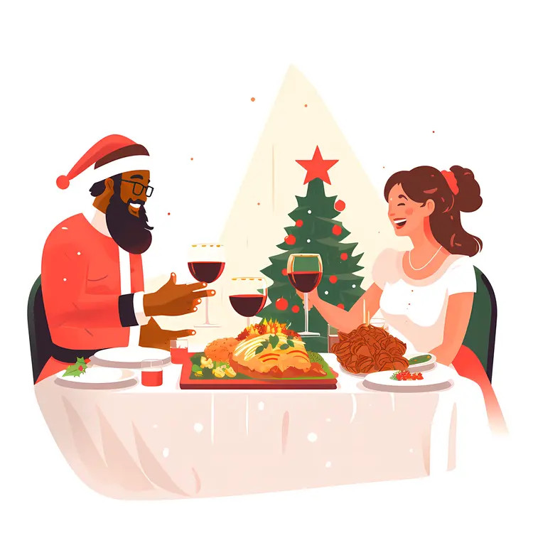 Couple Enjoying Christmas Dinner