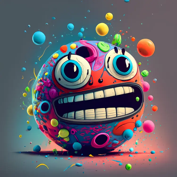 Colorful Monster with Big Eyes and Teeth