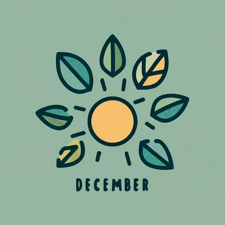 December with Leaf and Sun Design