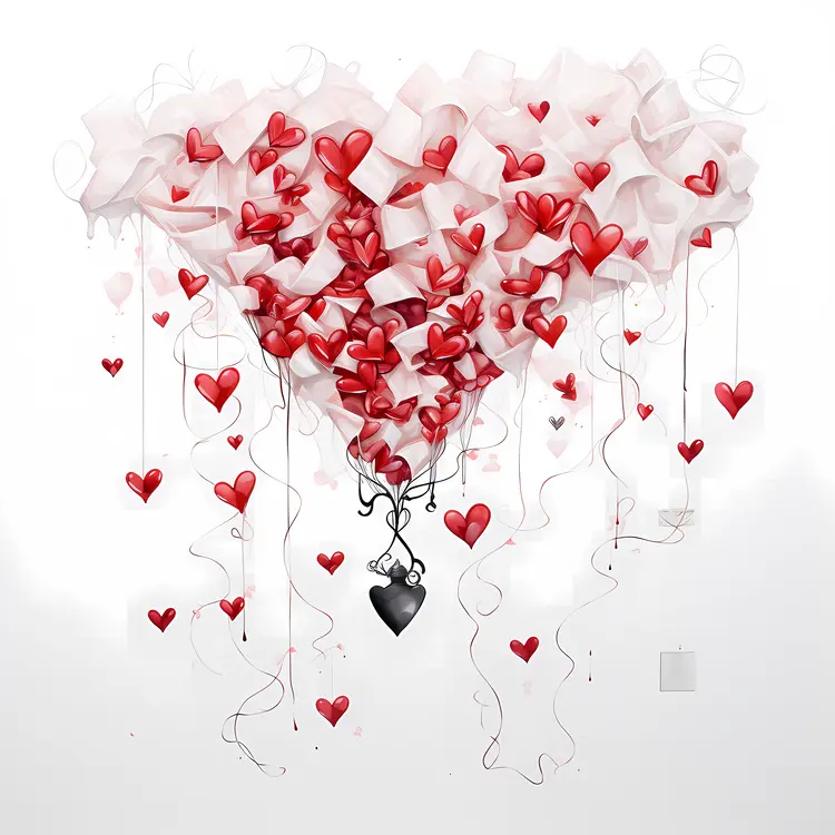 Red Hearts and Ribbons Decoration
