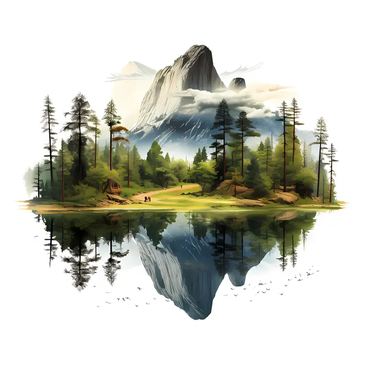 Mountain Landscape with Lake Reflection