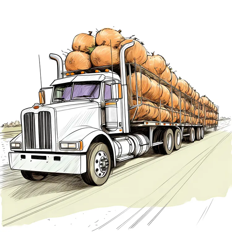 Large Truck Transporting Hay Bales