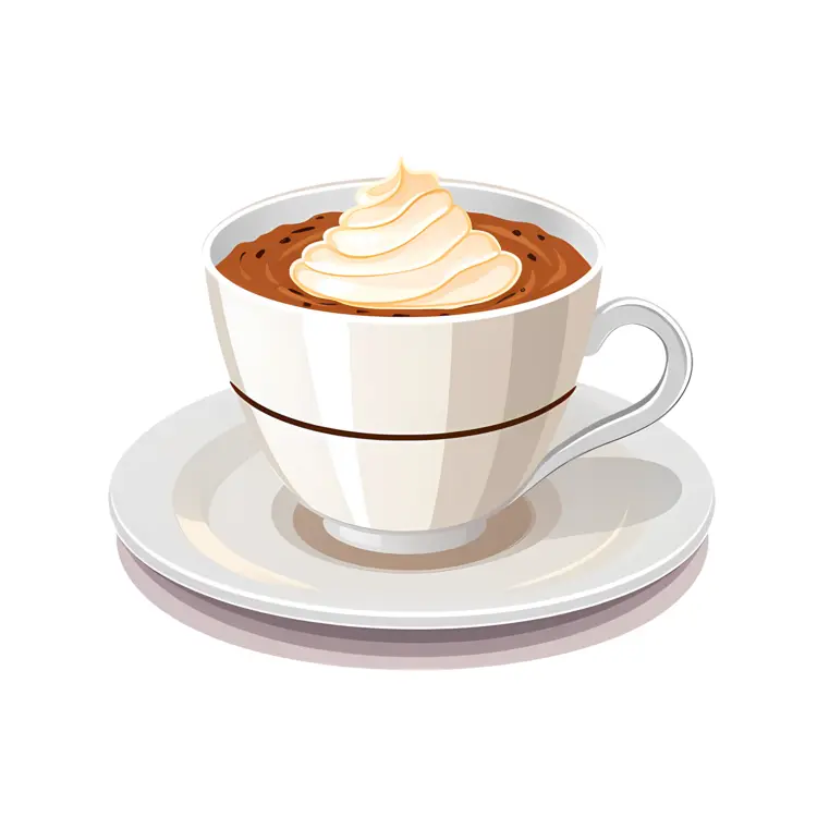 Coffee with whipped cream on saucer