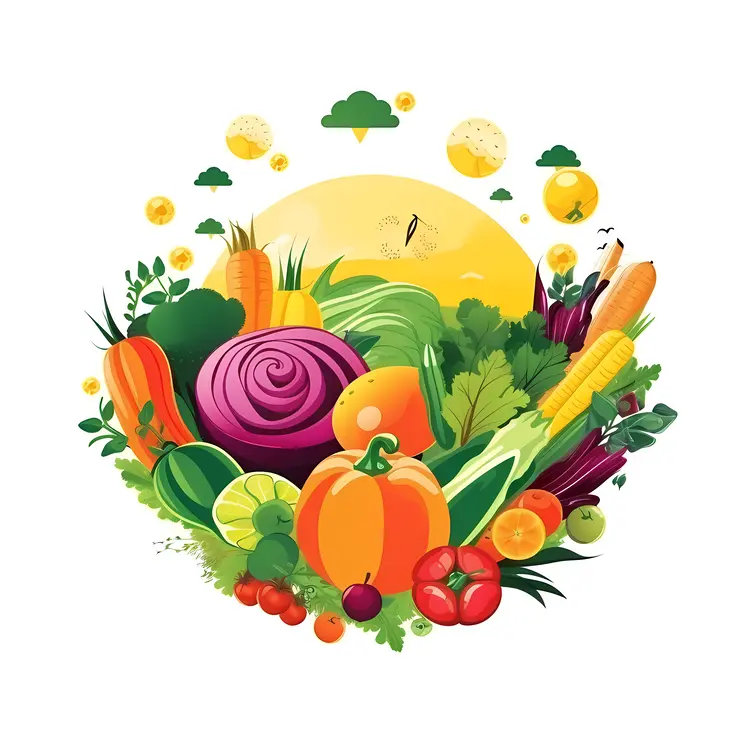 Colorful Vegetables in a Vibrant Garden