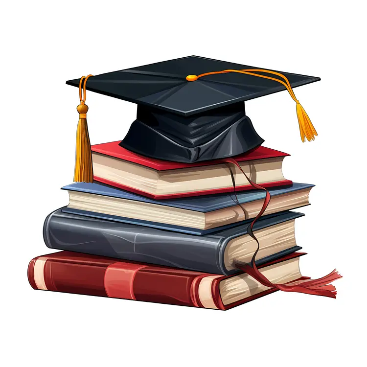 Graduation Cap on Stack of Books for Education Concept