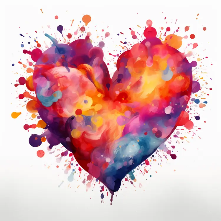 Colorful Abstract Heart Watercolor Art