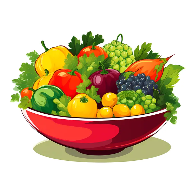 Colorful Fruit Bowl Illustration