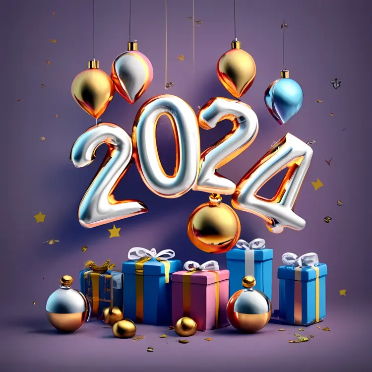 2024 Celebration with Gifts and Ornaments