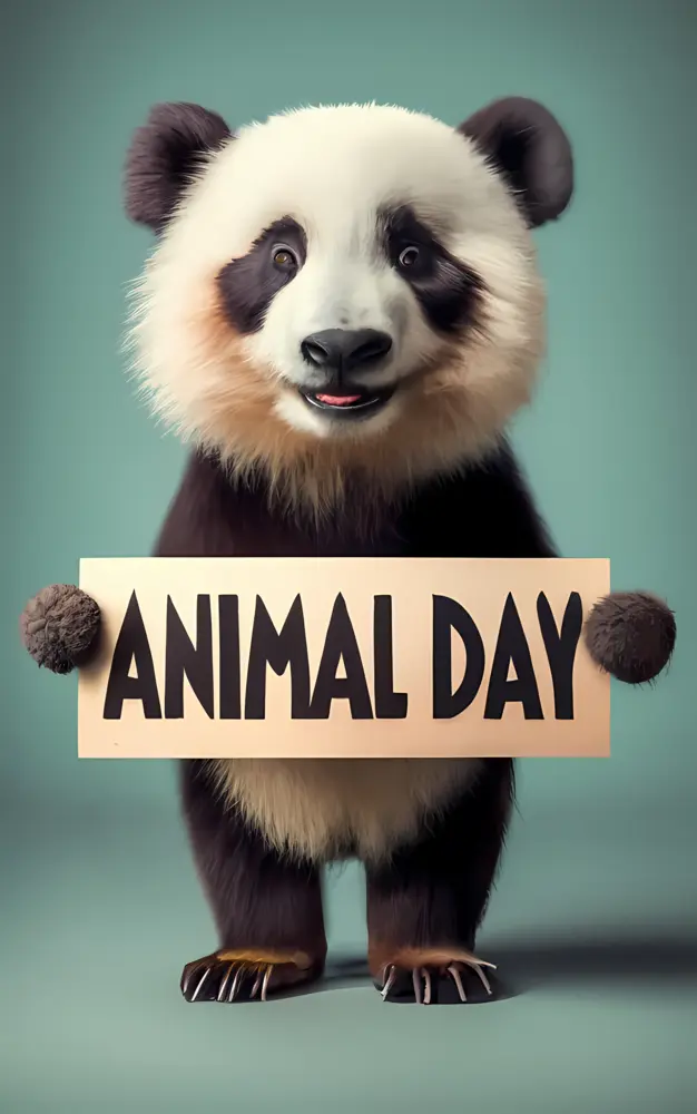 Cheerful Panda Celebrating Animal Day